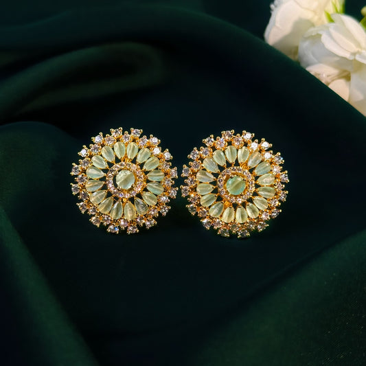 Zeenat Mint Aura Halo Stud Earrings