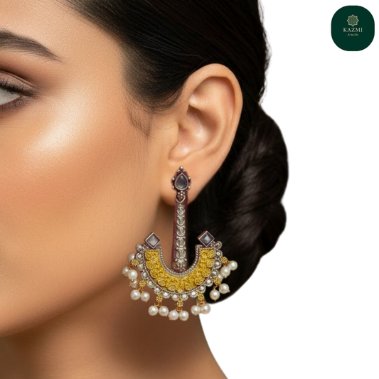 Regal Pearl Crescent Earrings