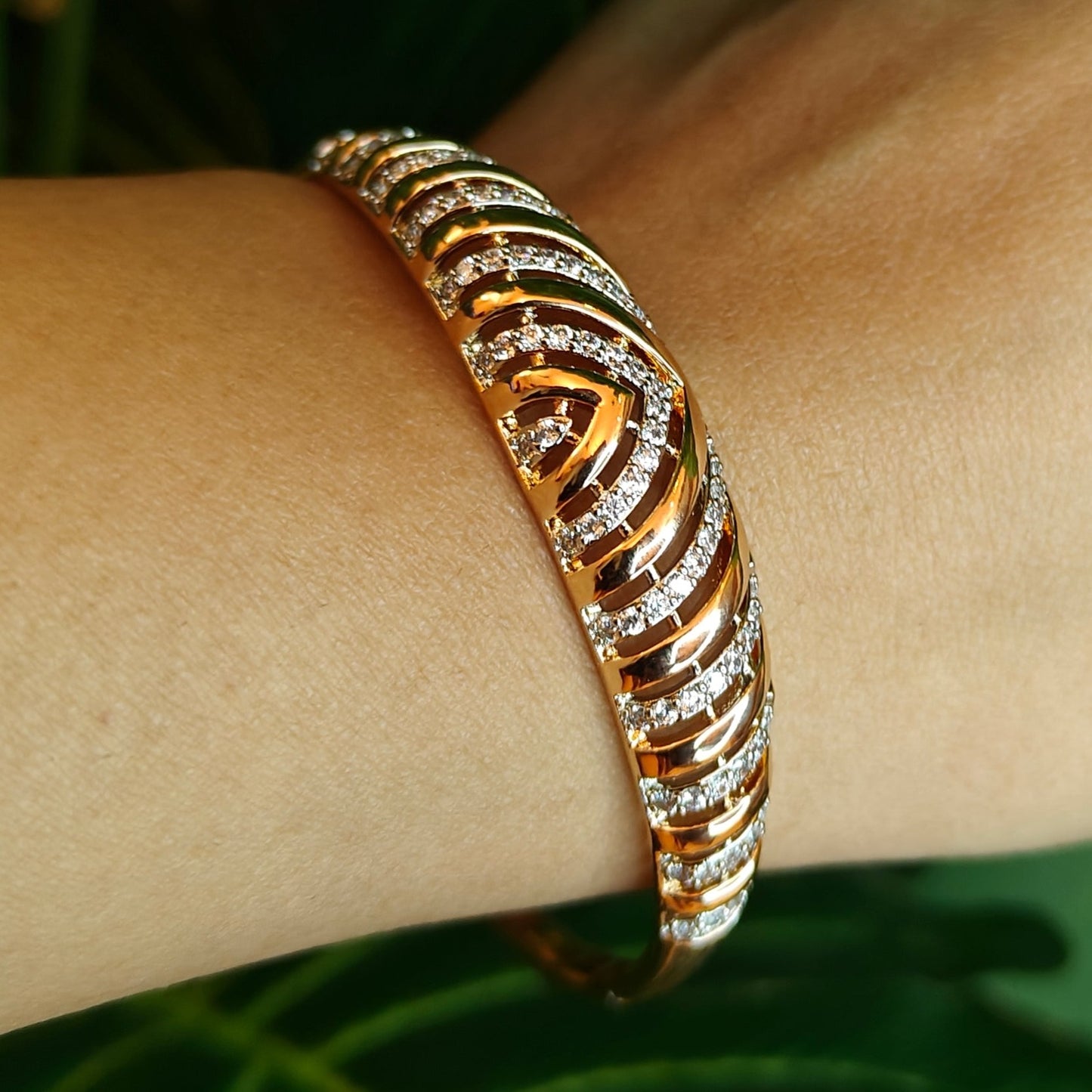 Rose Gold Zircon Bangle Bracelet