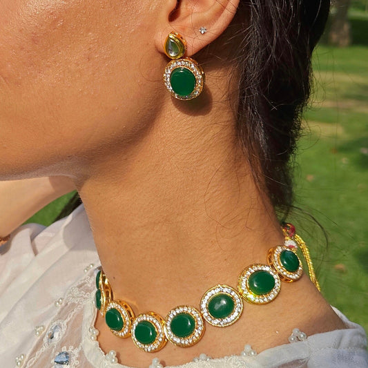 Emerald Zircon Choker Set