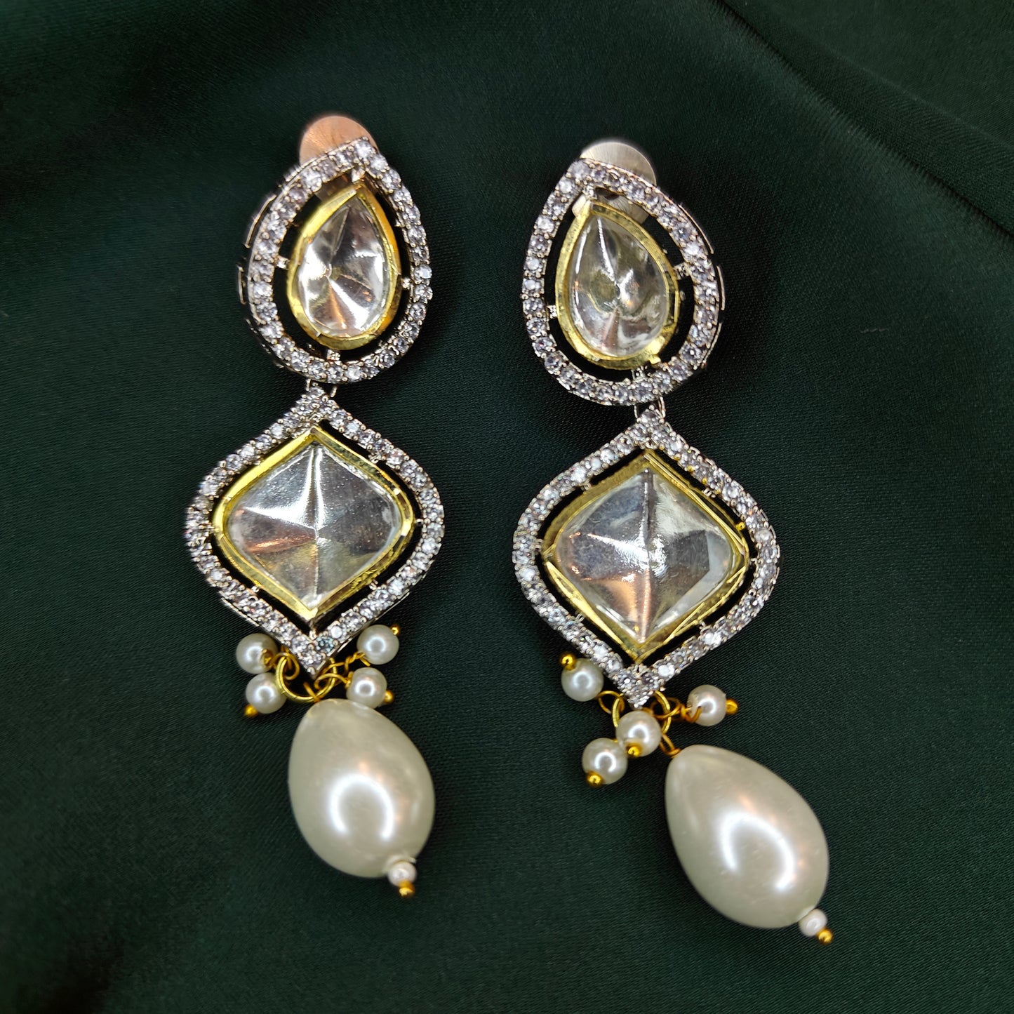 Pearl Mirror Zircon Earrings
