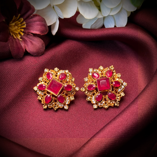 Crimson Zircon Studs