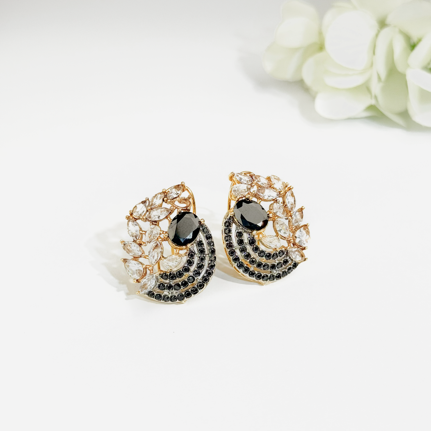 Noir Crescent Stud Earrings