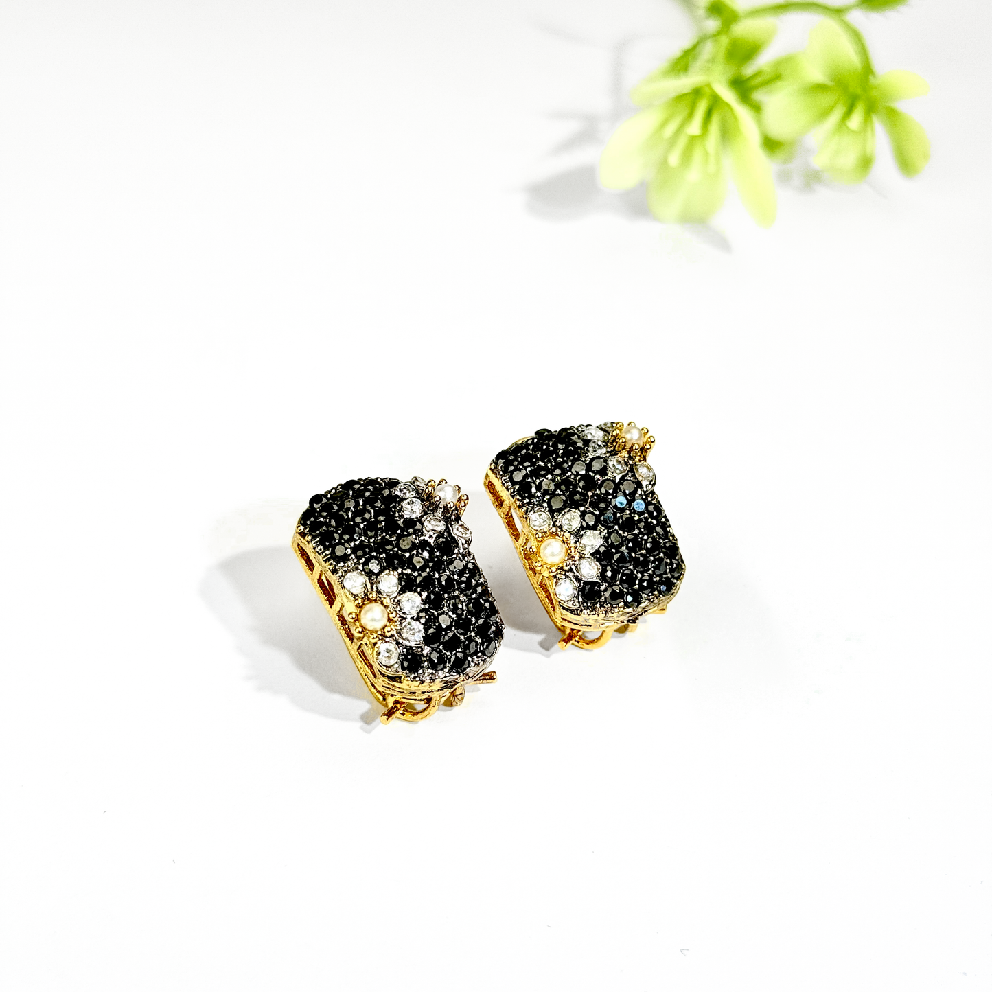 Obsidian Bloom Stud Earrings