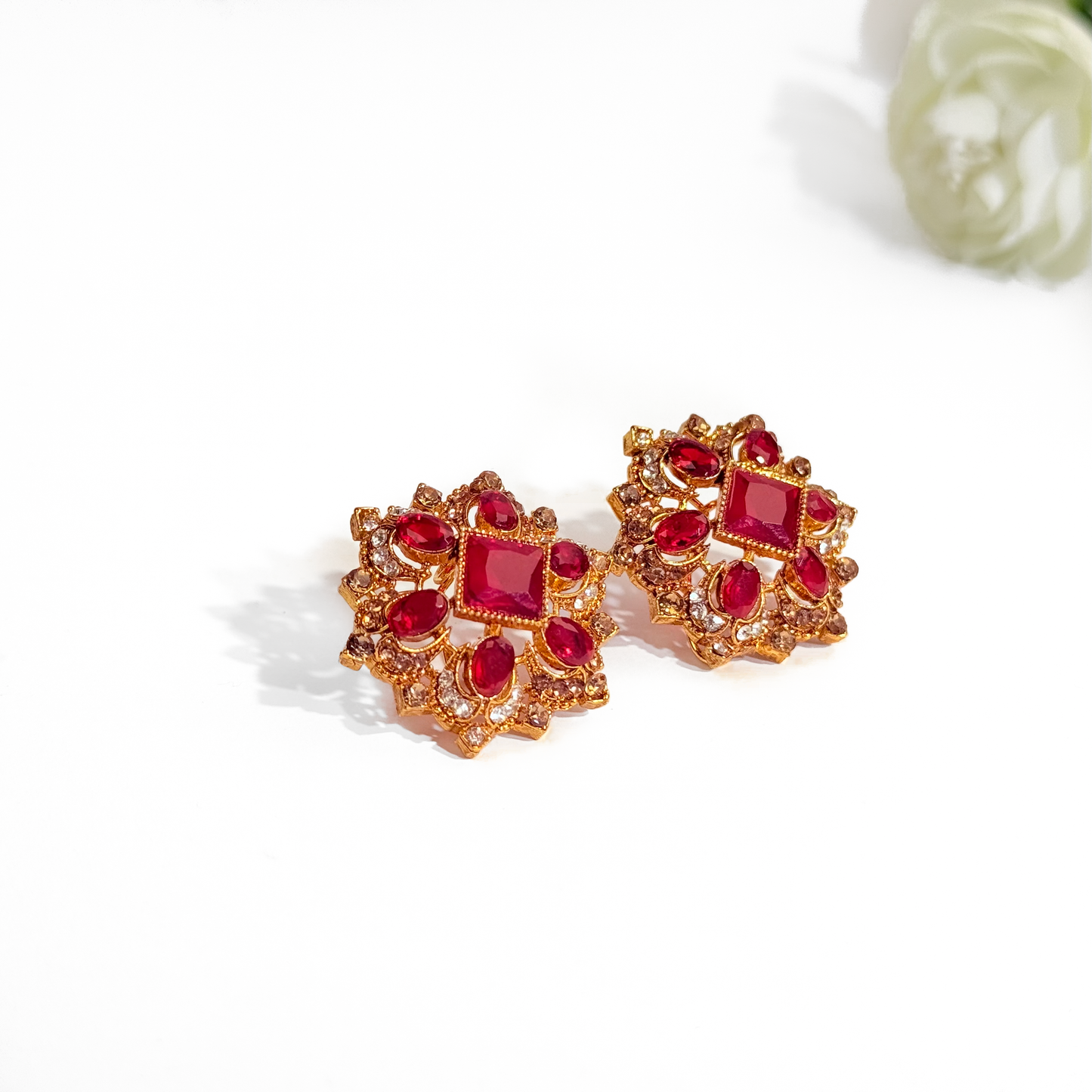 Imperial Maroon Stud Earrings