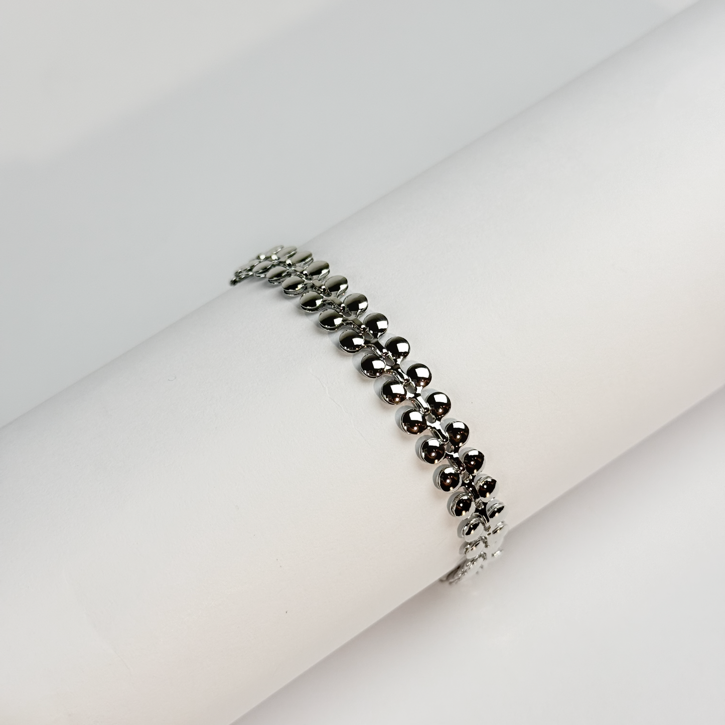 Silver Petal Link Anklet