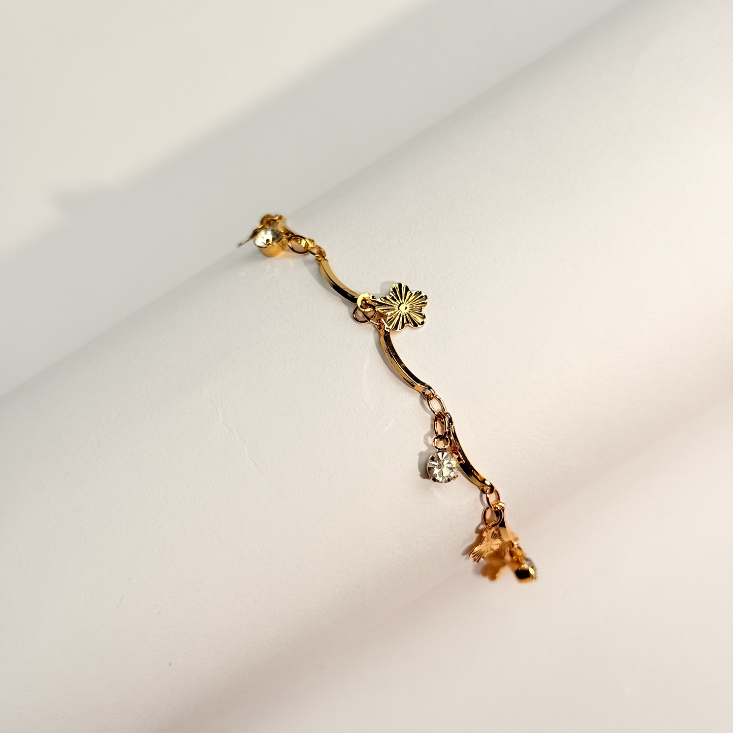Golden Blossom Charm Anklet