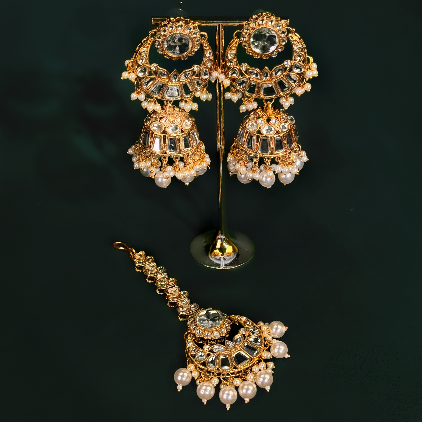 Ayesha Kundan Jhumka & Teeka Set