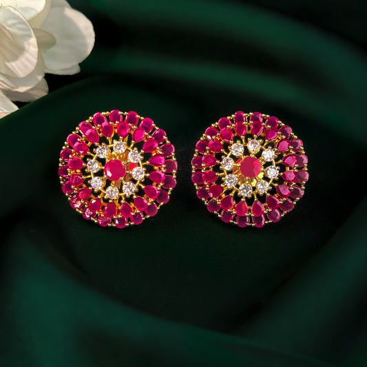 Ruby Sunburst Studs