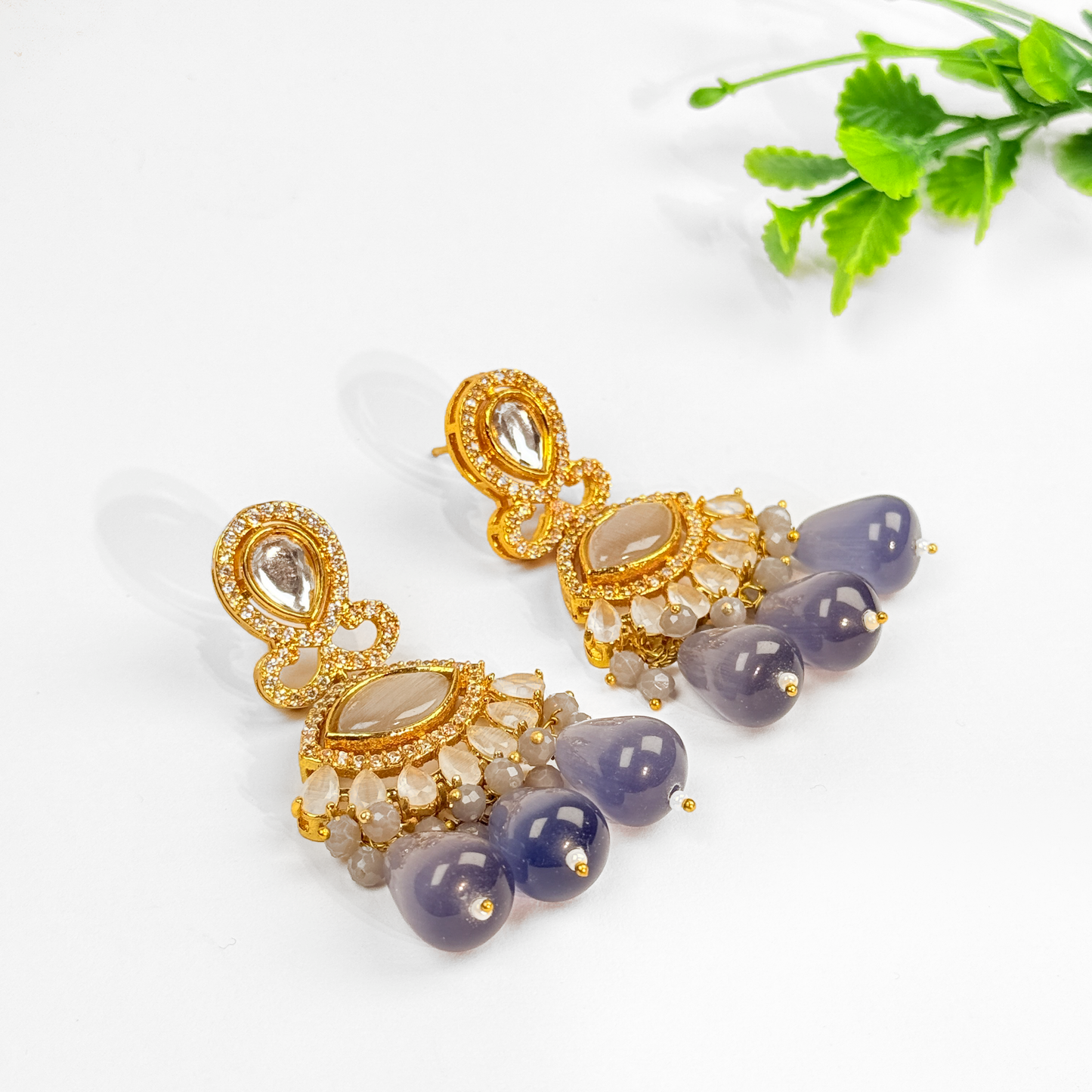 Periwinkle Kundan Earrings