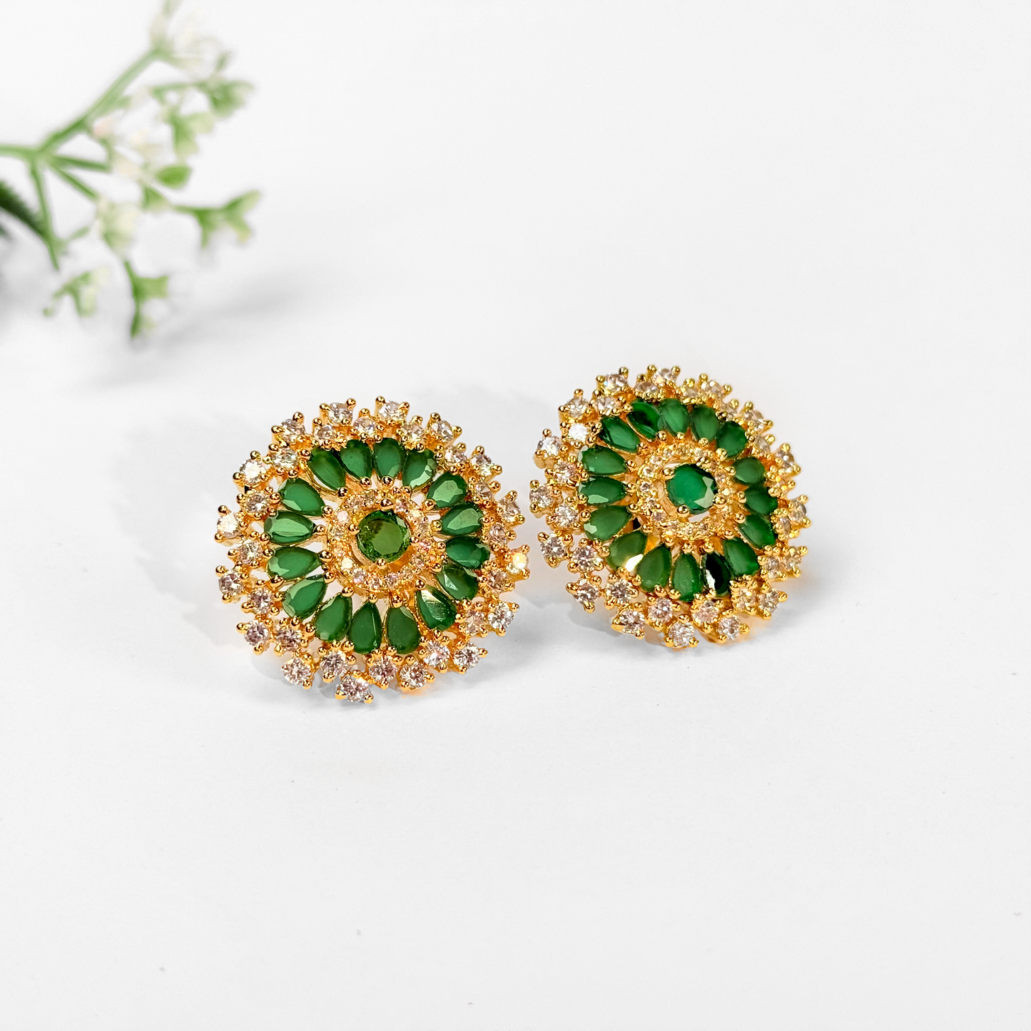 Emerald Bloom Royale Studs