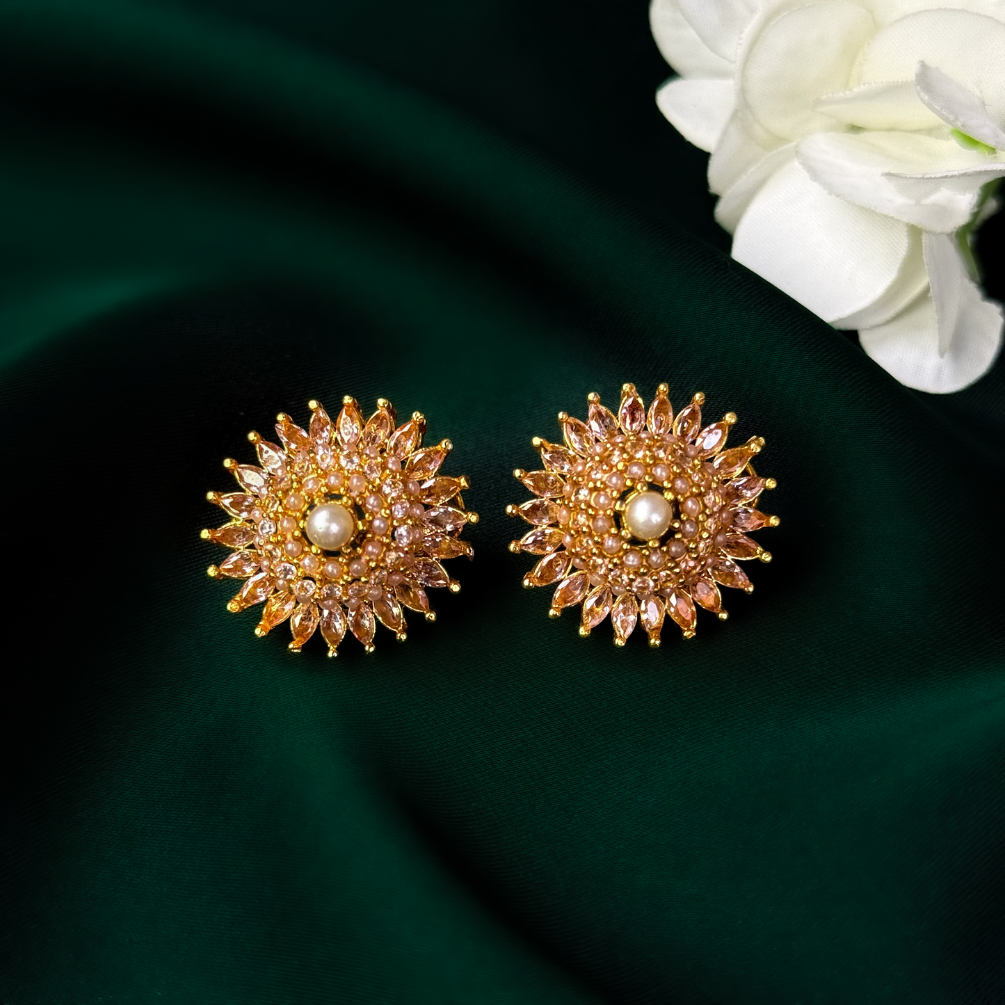 Golden Pearl Radiance Earring Studs