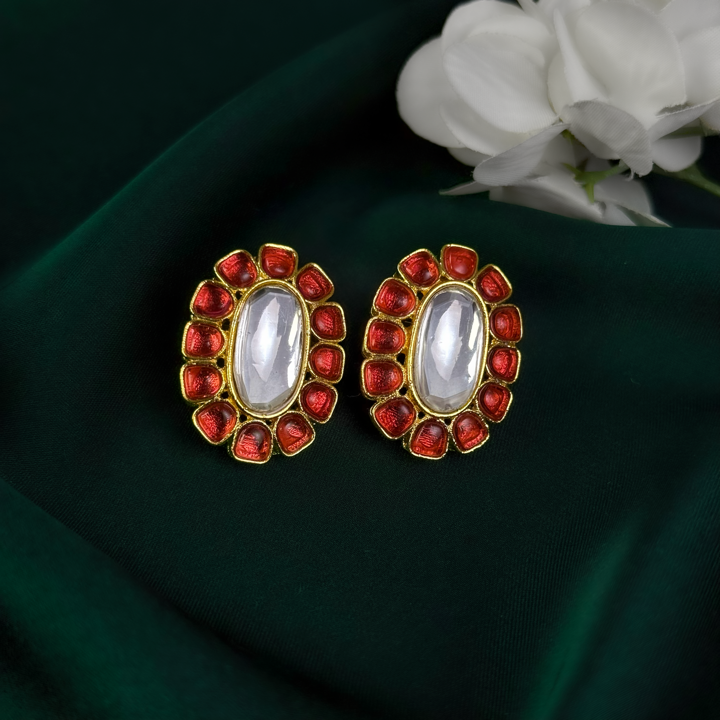 Scarlet Kundan Studs
