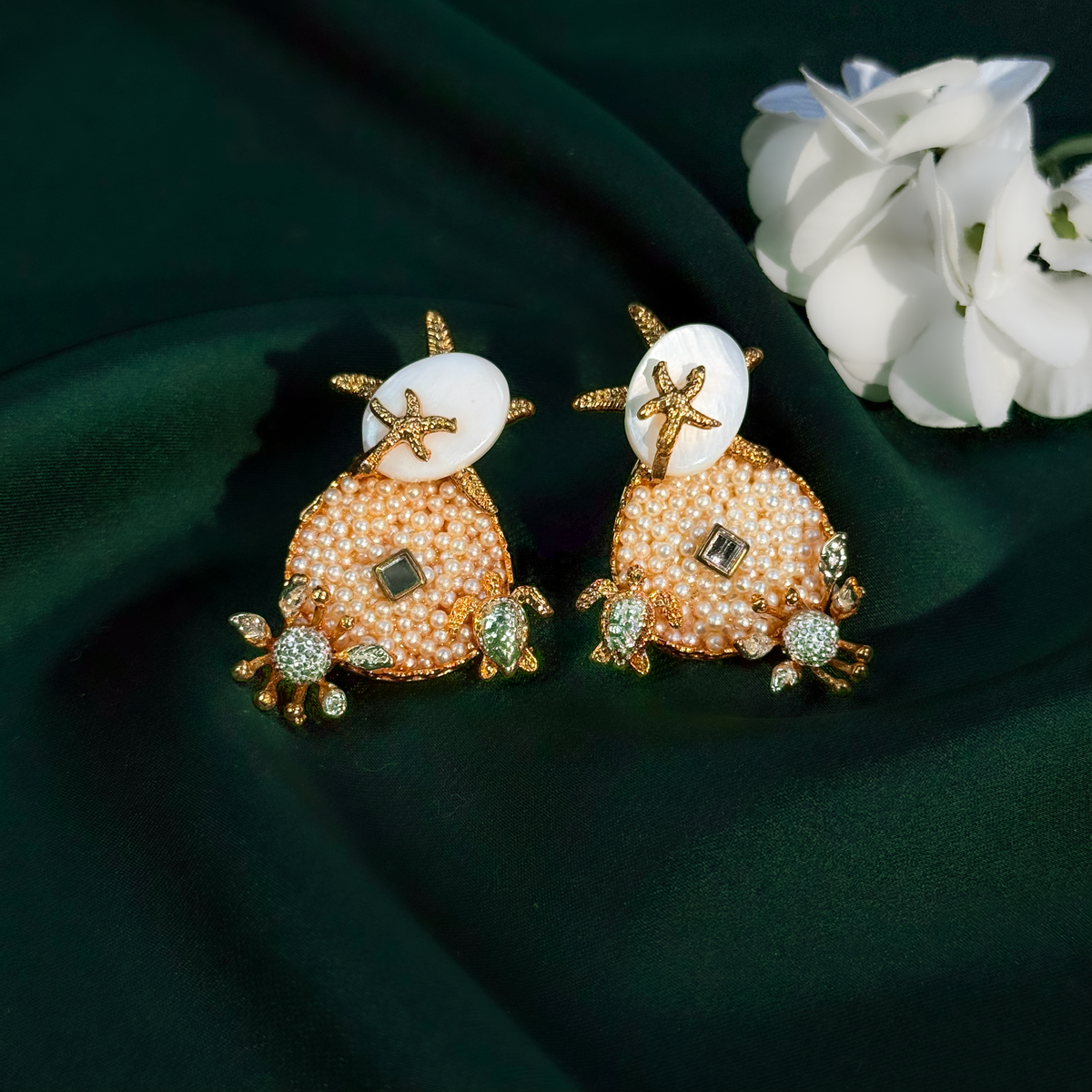 Ivory Seashore Designer Pearl Earrings