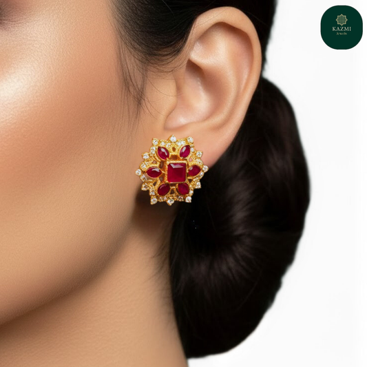 Crimson Zircon Studs
