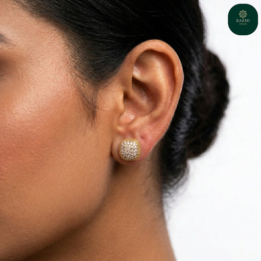 Golden Luxe Cushion Earring Studs