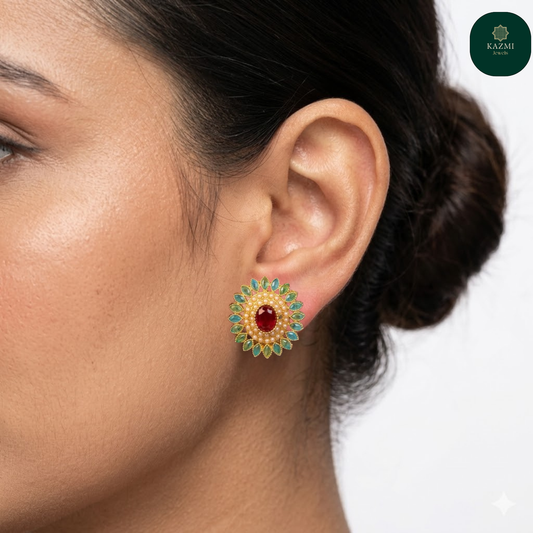 Ruby Aura Floral Earring Studs