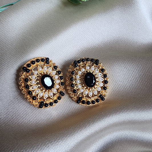 Royal Black Kundan Studs