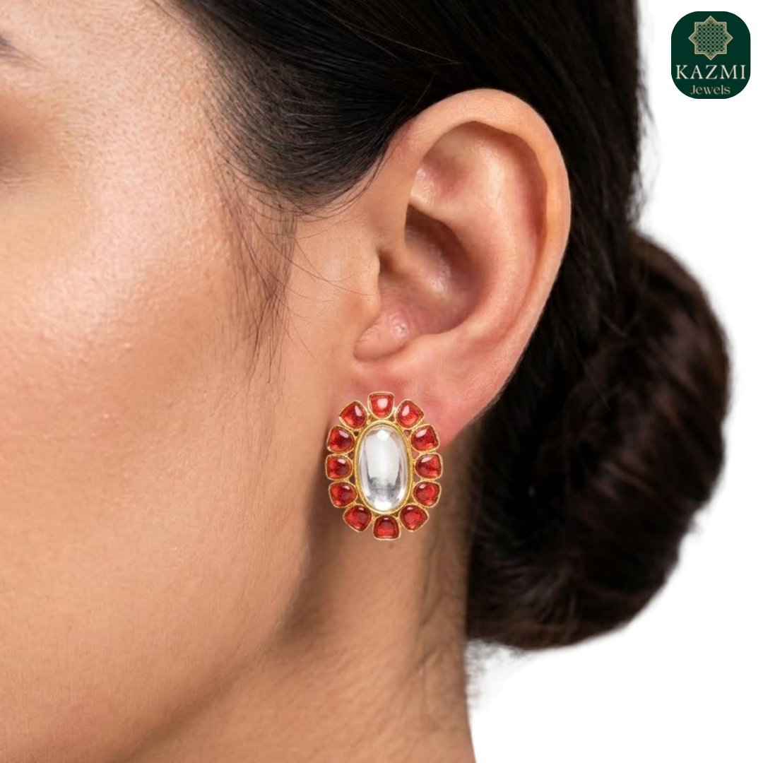 Scarlet Kundan Studs