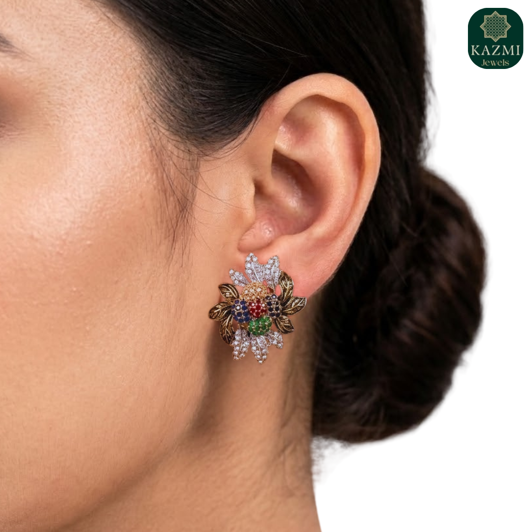 Hibiscus Zircon Earrings