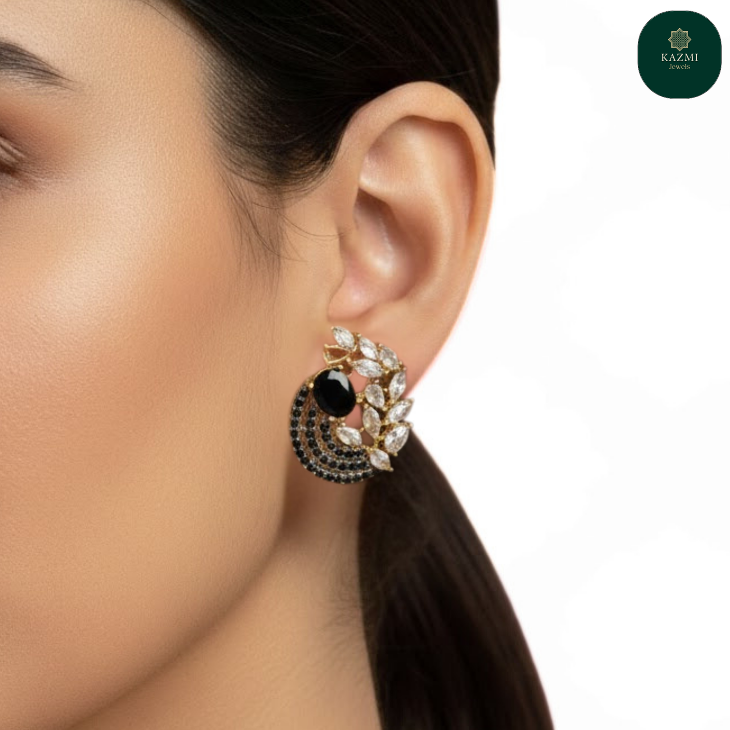 Noir Crescent Stud Earrings