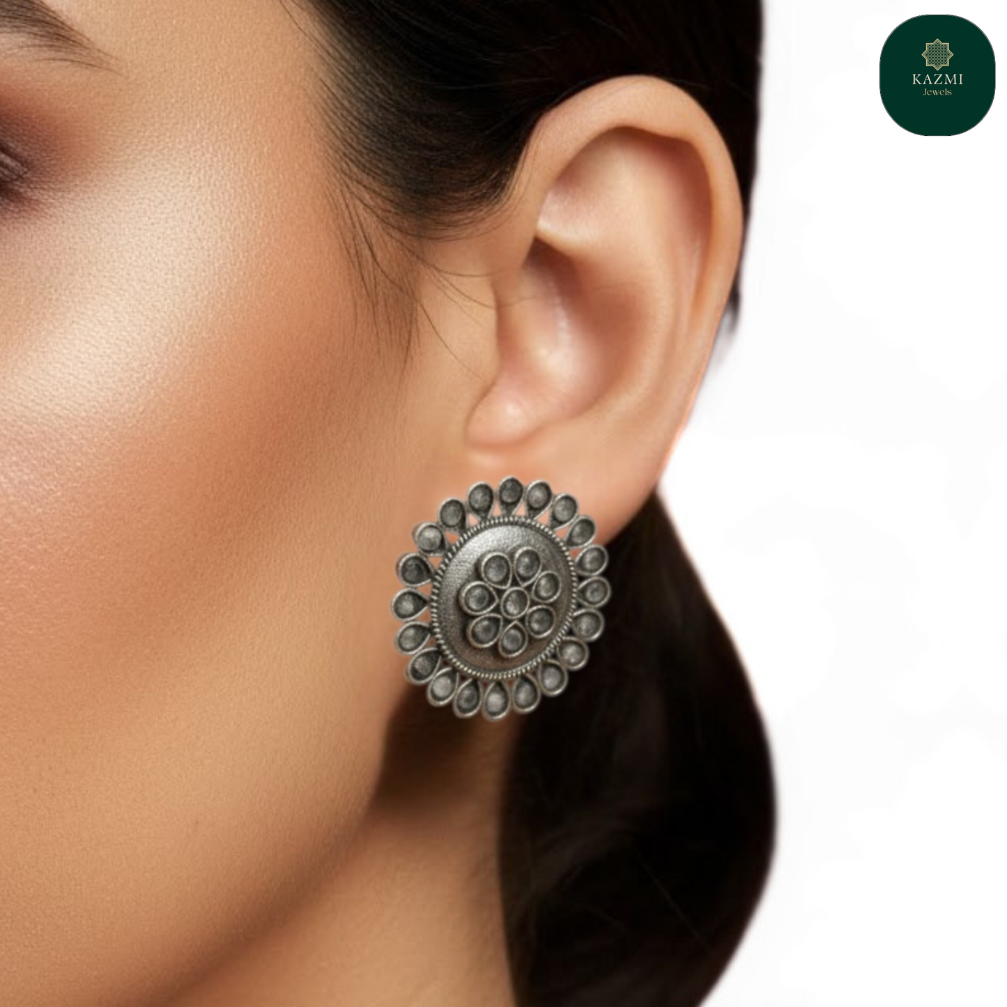 Zarmina Oxidized Silver Studs
