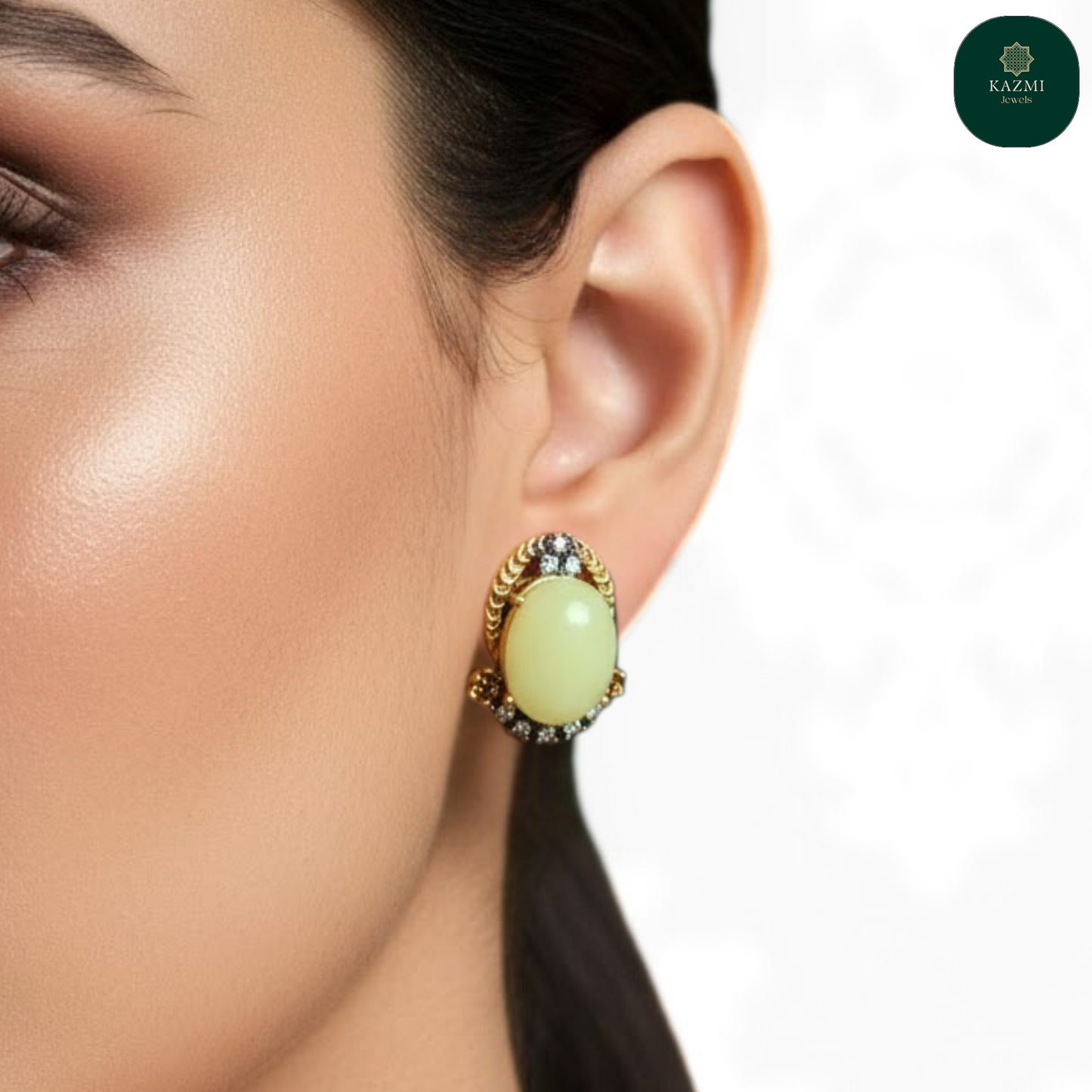 Lime Yellow Marble Studs
