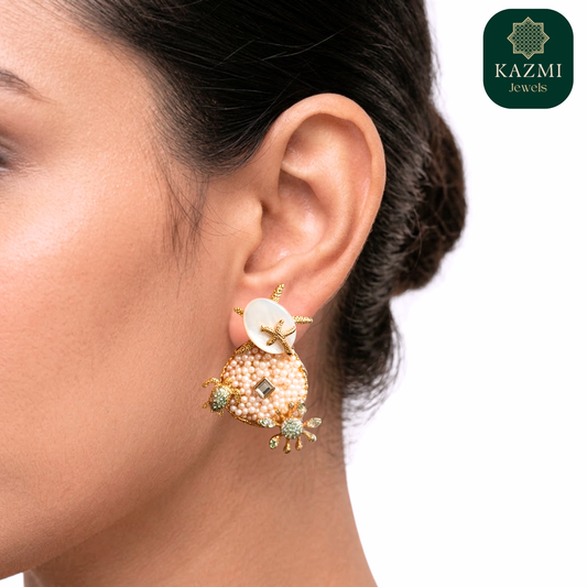 Ivory Seashore Designer Pearl Earrings