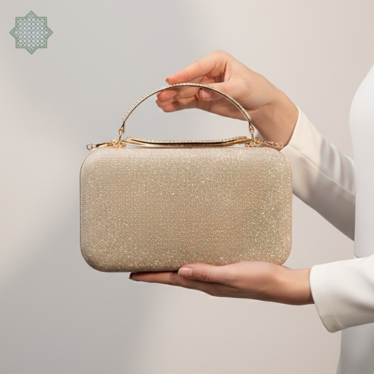 Pastel Green Champaign Glow Luxe Evening Clutch
