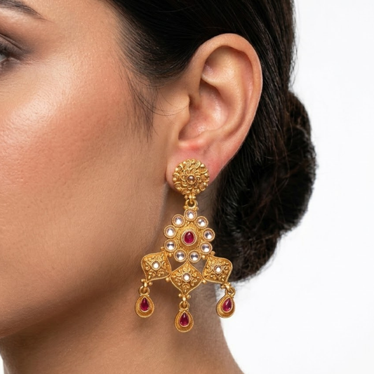 Rukhsar Matt Gold Earrings