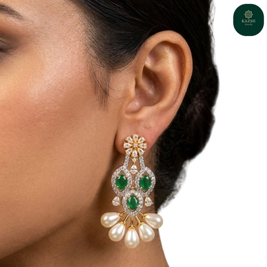 Emerald Pearl Cascade Earrings
