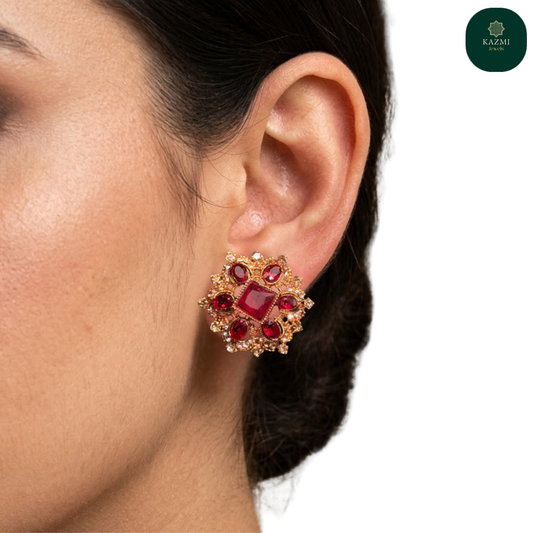 Imperial Maroon Stud Earrings
