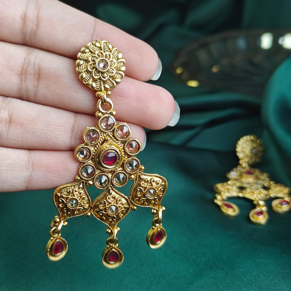 Rukhsar Matt Gold Earrings