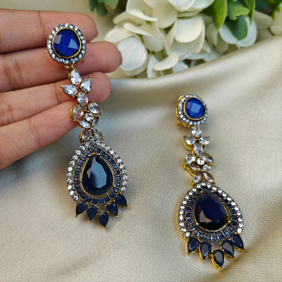 Sapphire Kundan Earrings