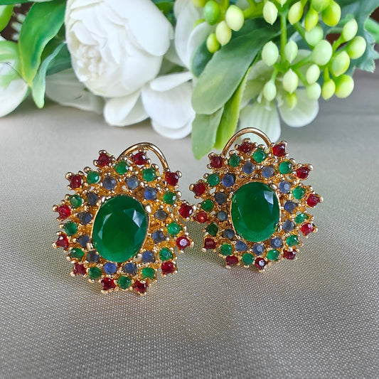 Jewel-tone Jadau Studs