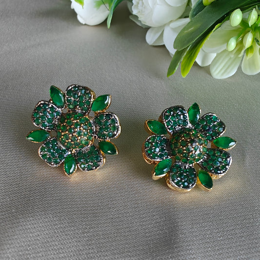 Emerald Rose Studs