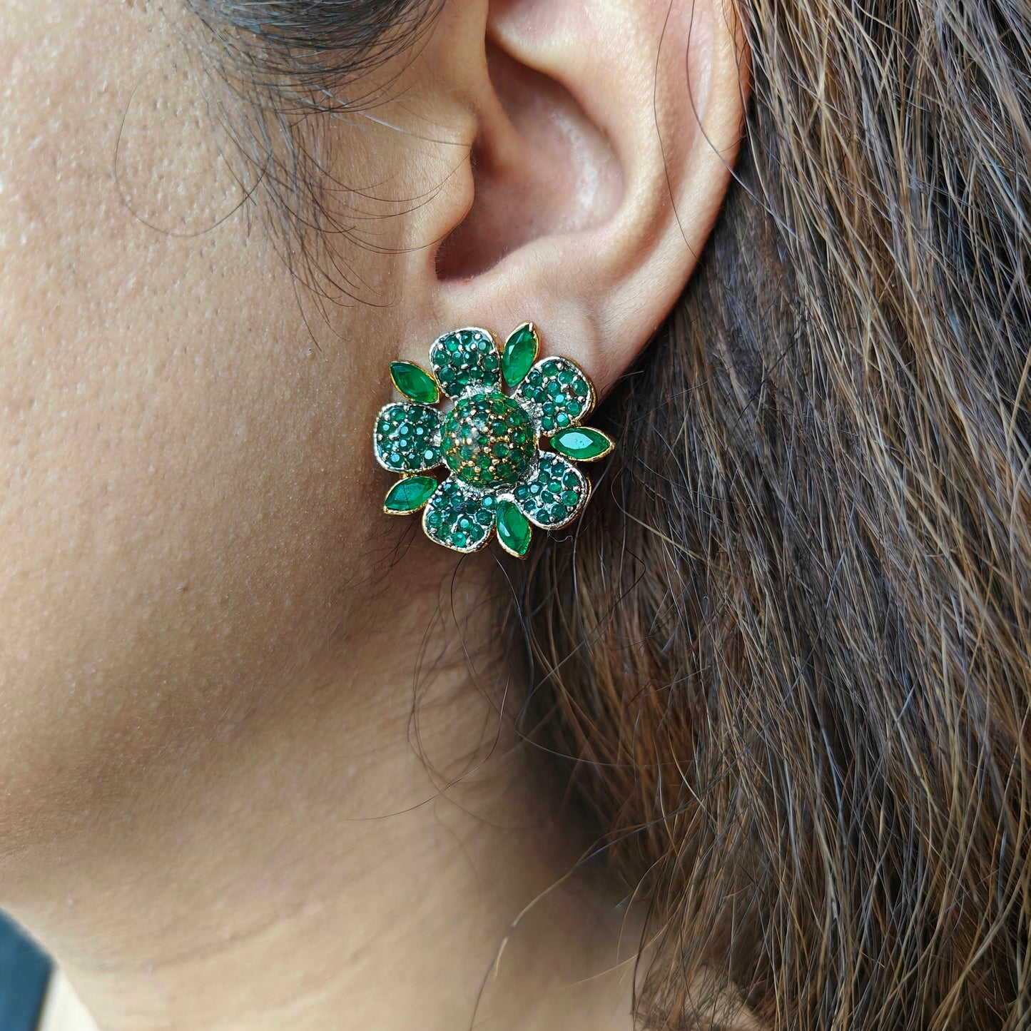 Emerald Rose Studs