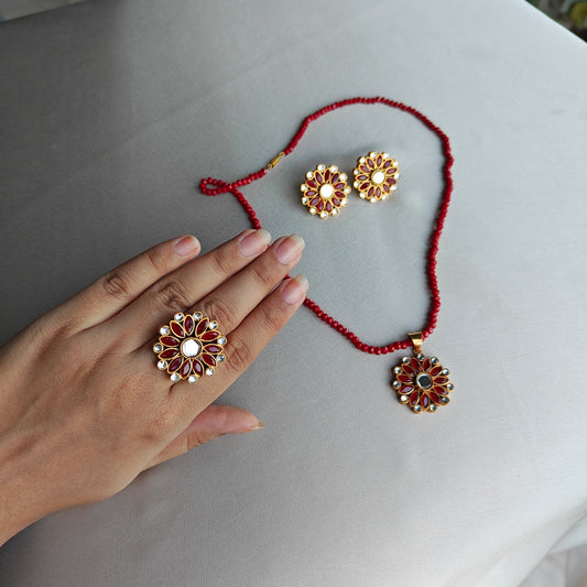 Ruby Kundan Set