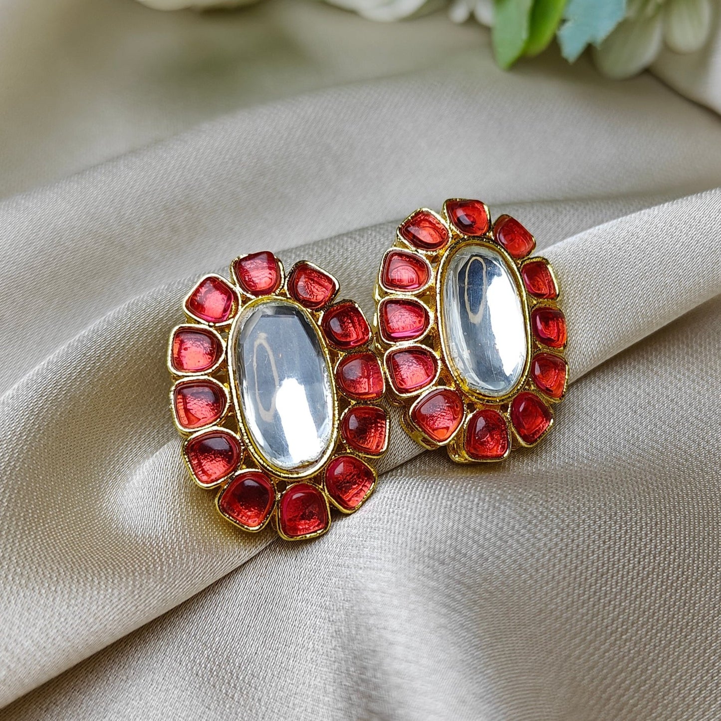 Scarlet Kundan Studs