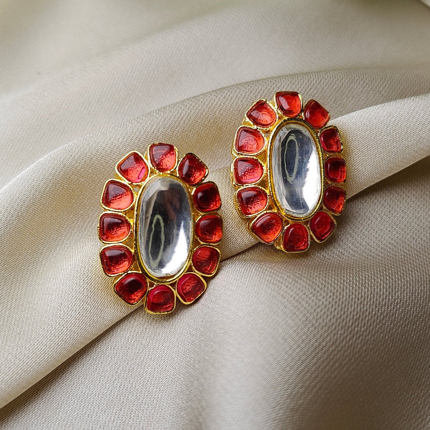 Scarlet Kundan Studs