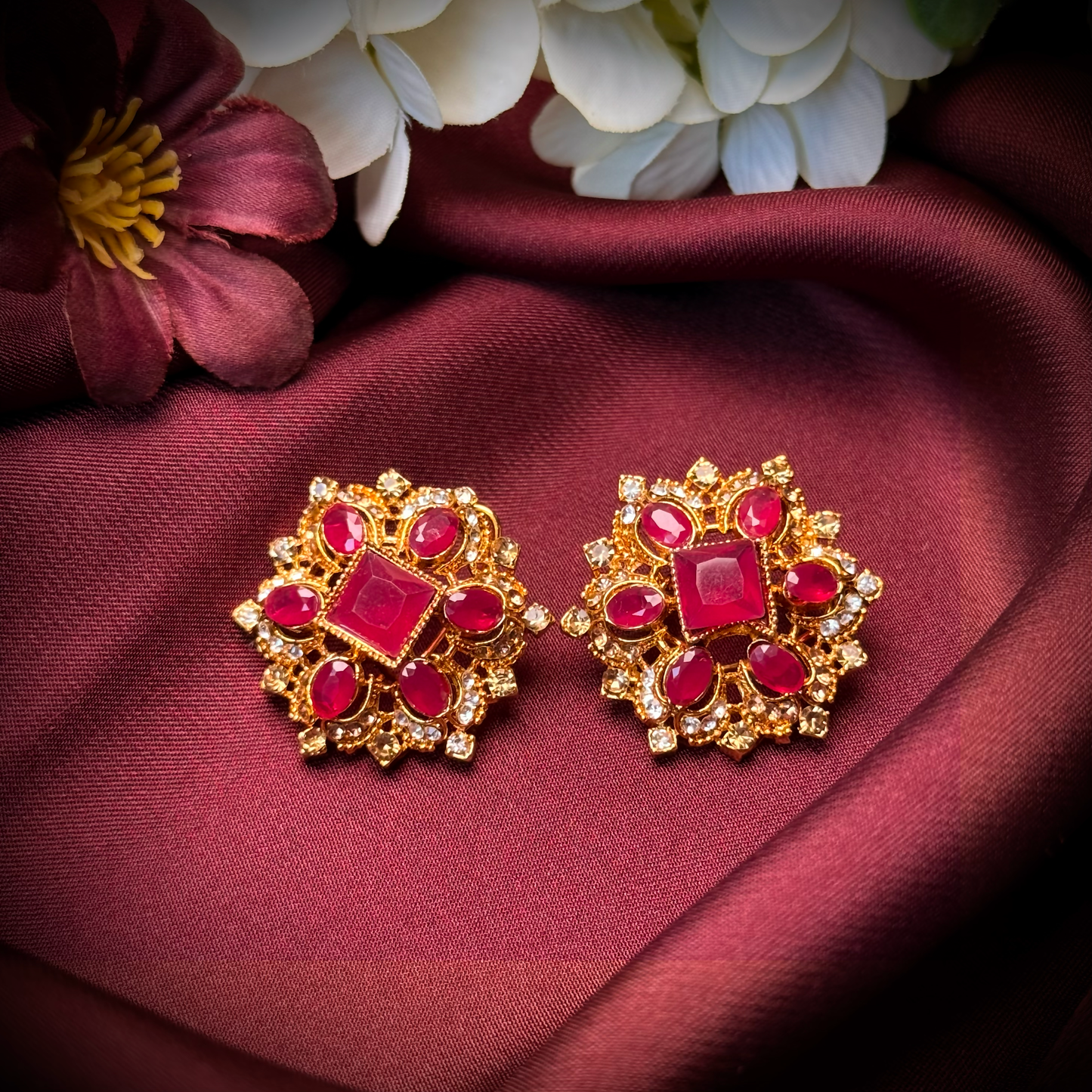 Crimson Zircon Studs