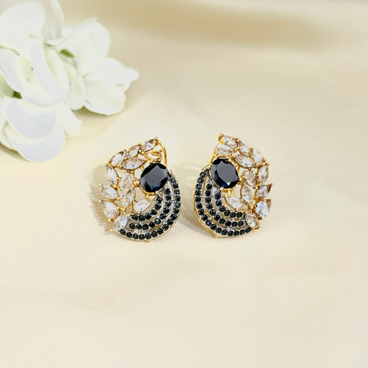 Noir Crescent Stud Earrings