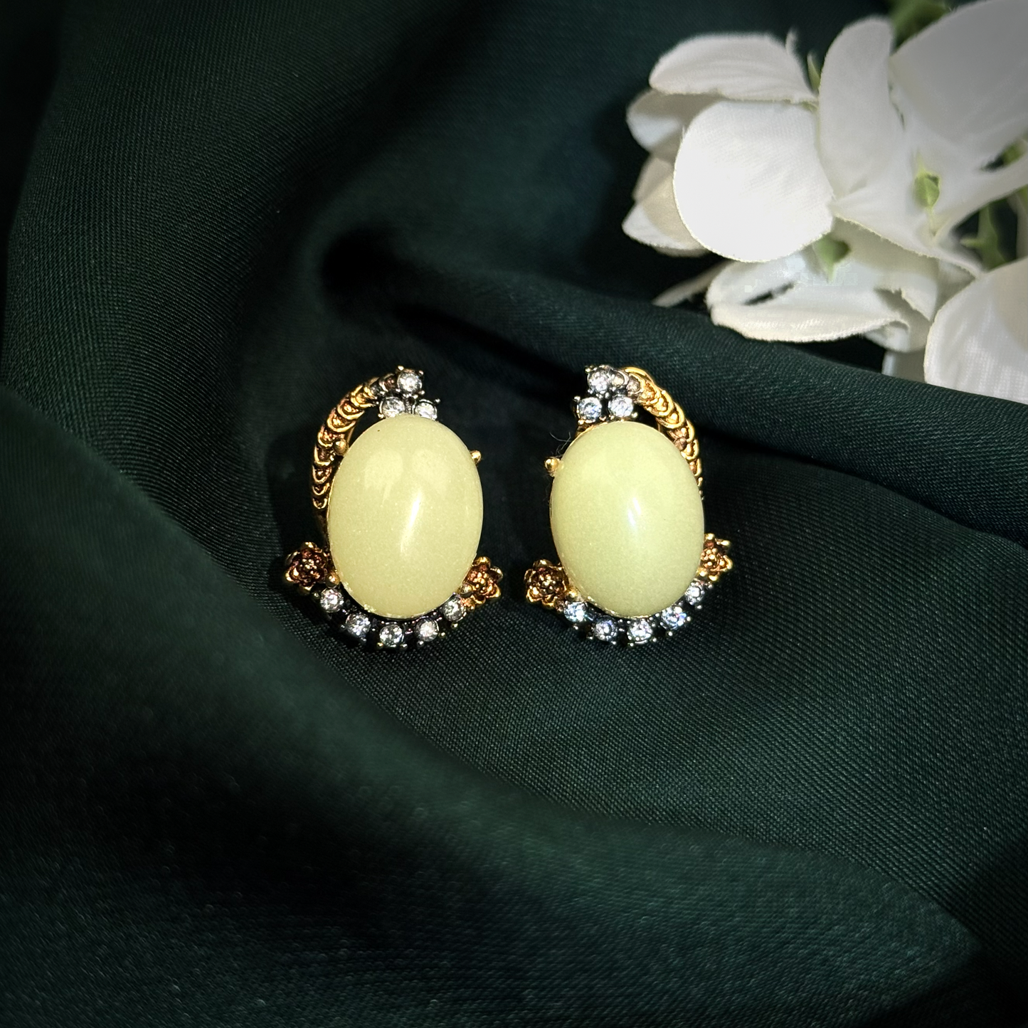 Lime Yellow Marble Studs
