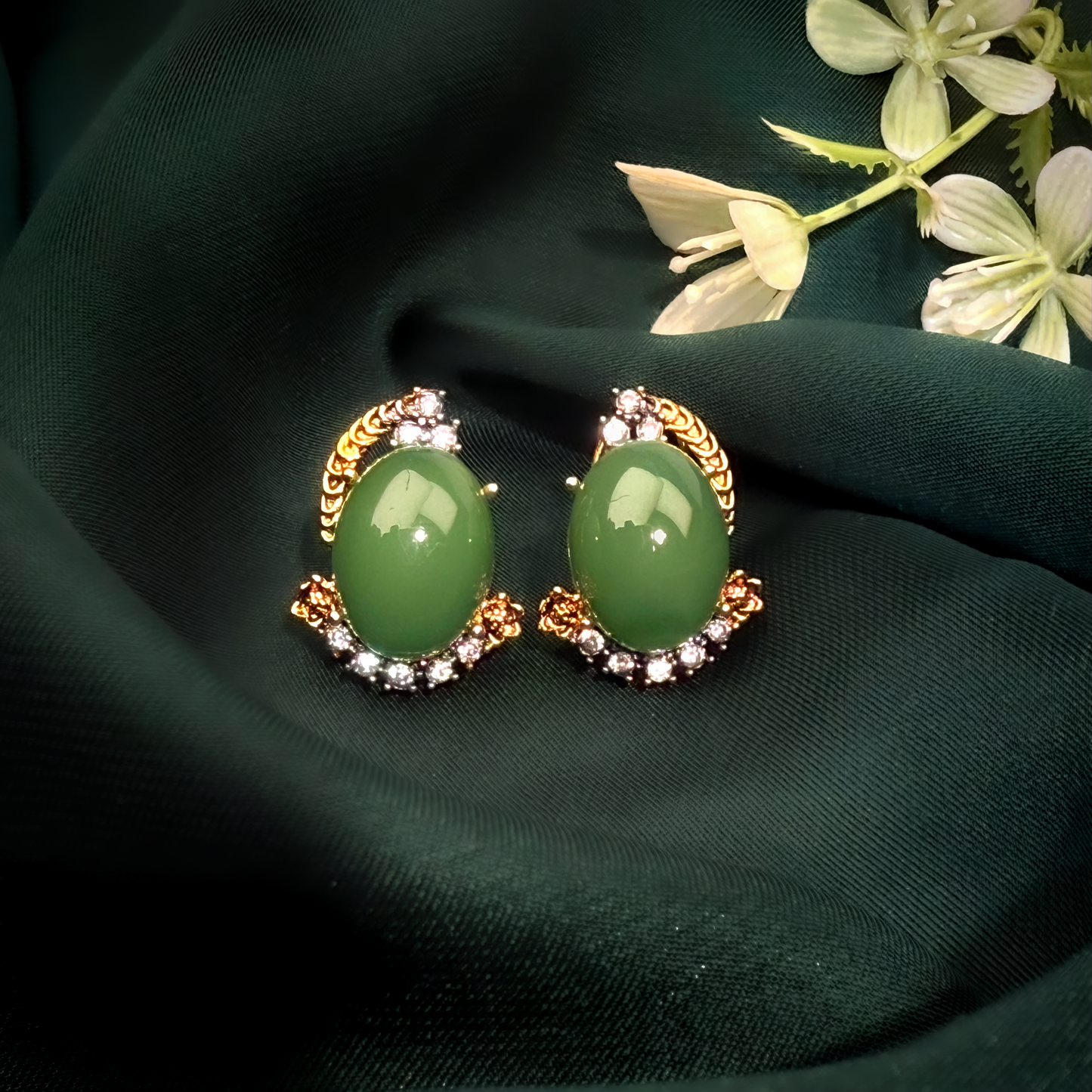 Emerald Marble Studs