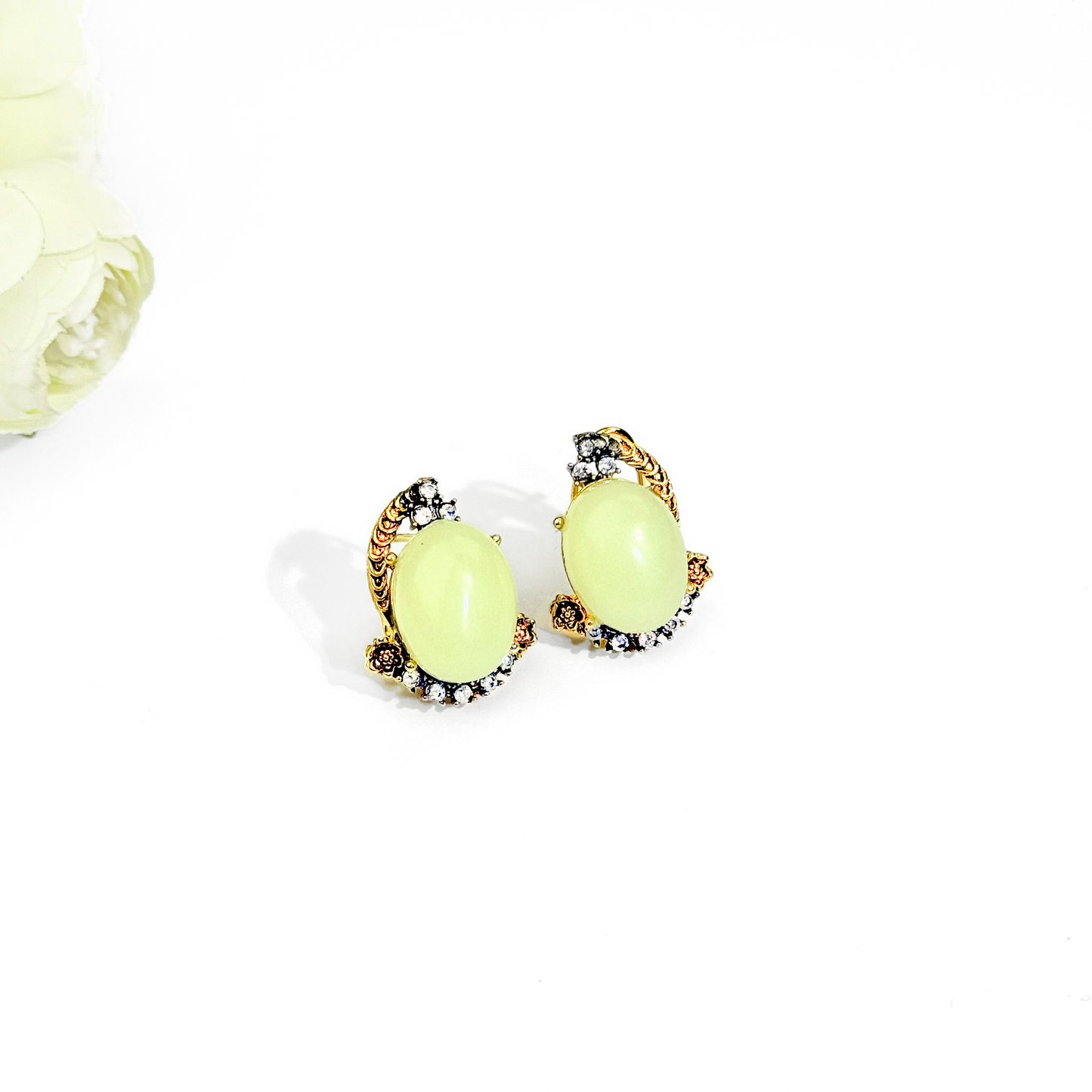 Lime Yellow Marble Studs