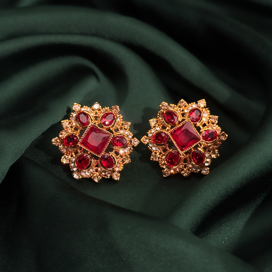 Imperial Maroon Stud Earrings