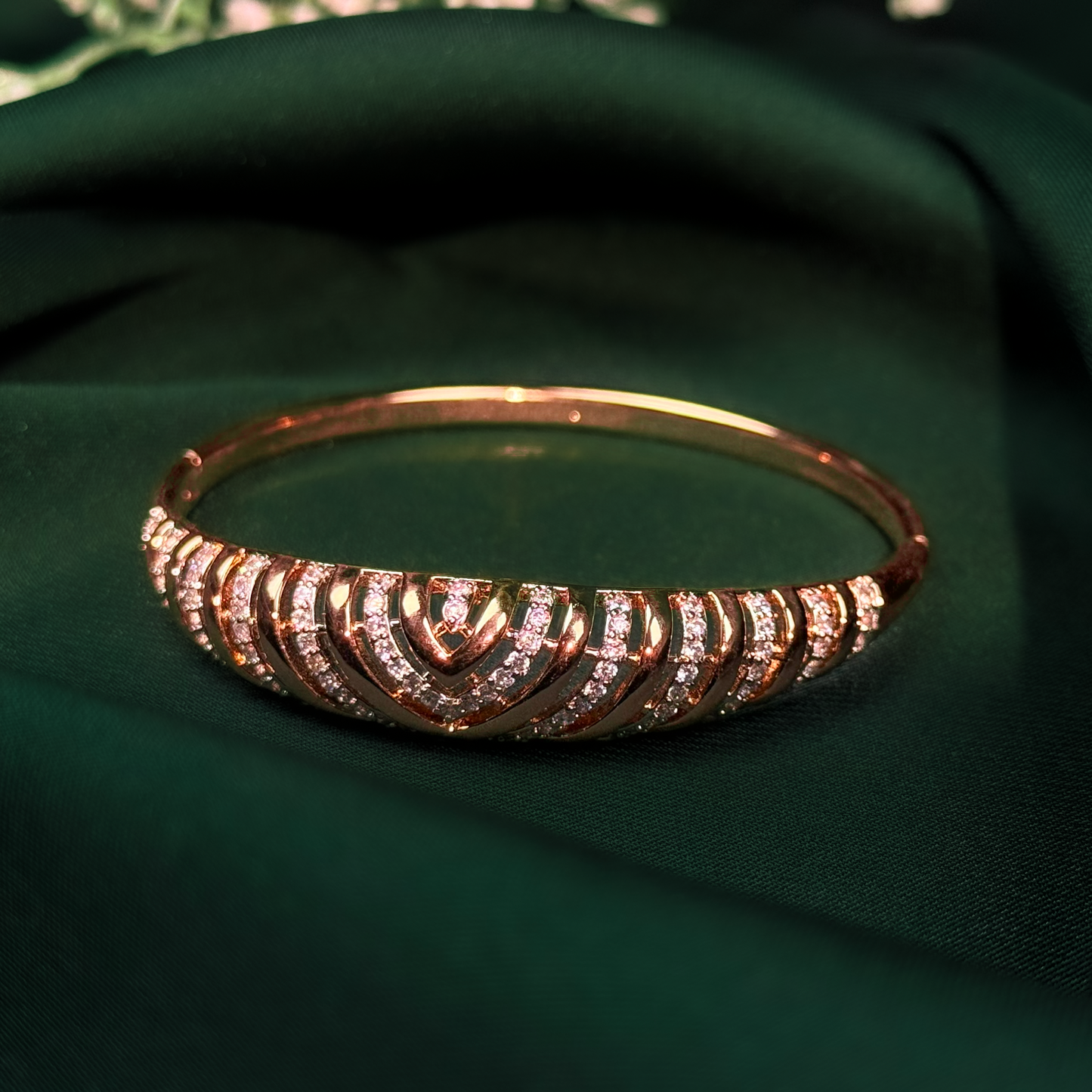 Rose Gold Zircon Bangle Bracelet