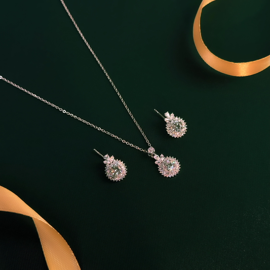 Radiant Halo Crystal Necklace Set