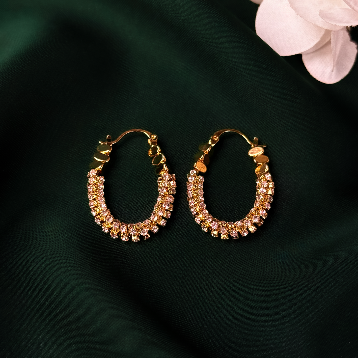 Golden Sparkle Oval Hoops Earring