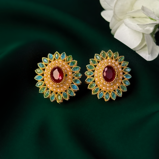 Ruby Aura Floral Earring Studs
